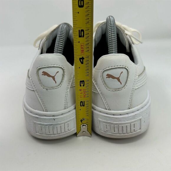 Puma Basket Platform Metallic Rose Cap Toe Women's White Sneakers Size 8.5 - Picture 10 of 13